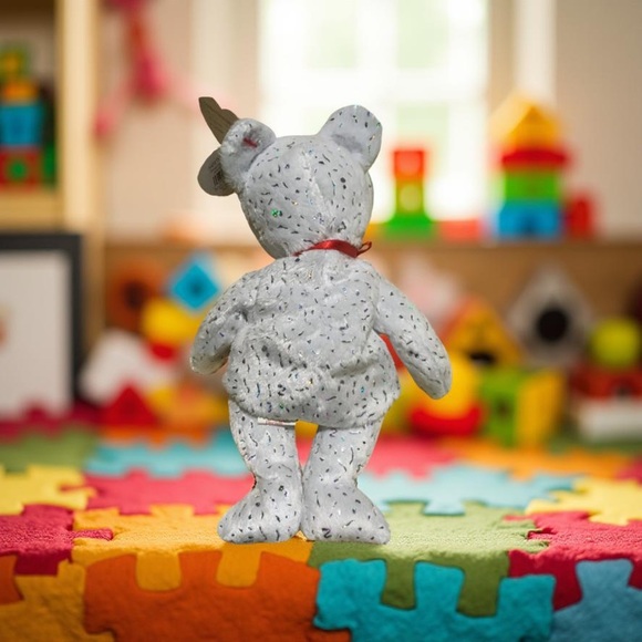 Retired Ty Beanie Baby Decade Sparkly White Anniversary Bear - Picture 8 of 12